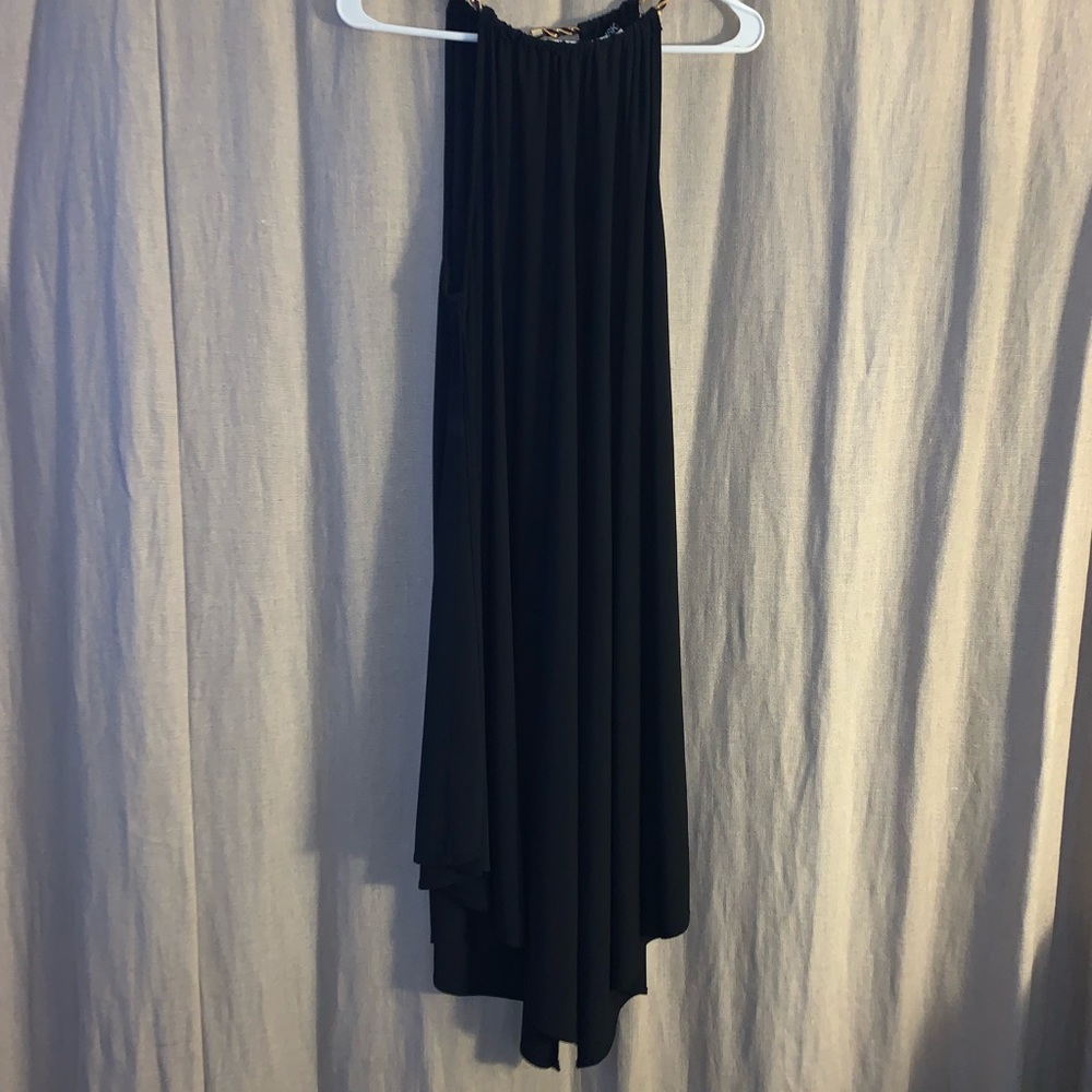 MSK silky black dress with gold clasp